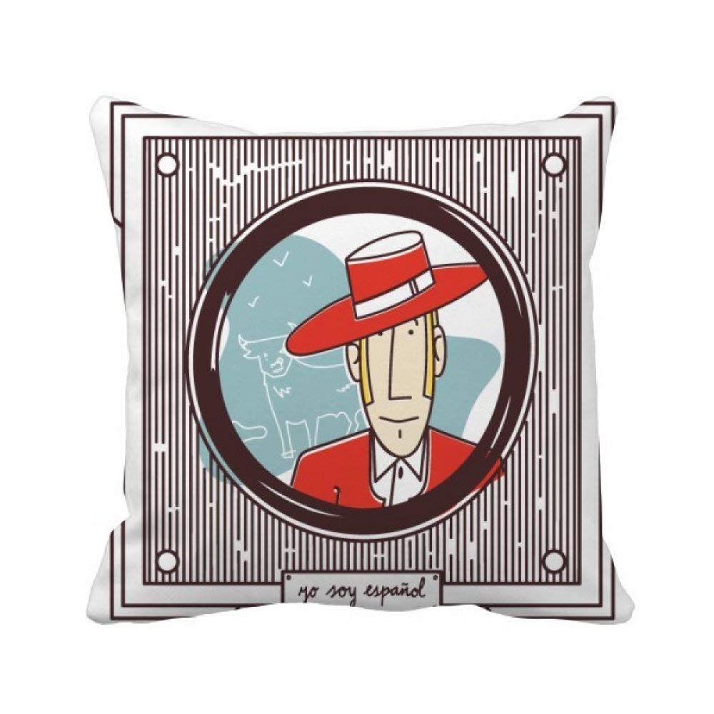 Housse de coussin espagnol rouge carrée pour décoration salon chaleureux