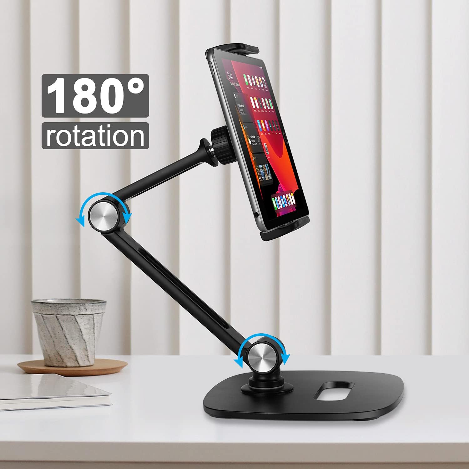 B-Land Adjustable Tablet Stand, Desktop Tablet Holder Mount Foldable Phone Stand with 360° Swivel Phone Clamp Mount Holder, Compatible with 4-13" Tablets/Phones,Nintendo Switch, Kindle (Black) : Electronics