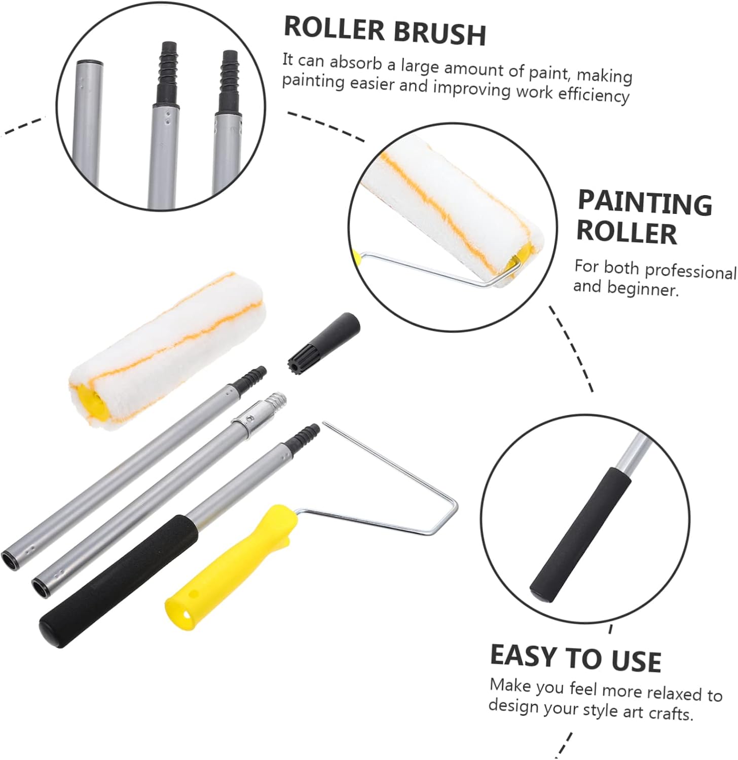1Set Detachable Paint Roller with Telescoping Handle Professional Household Painting Roller Brush for Easy Application and Efficient Coverage