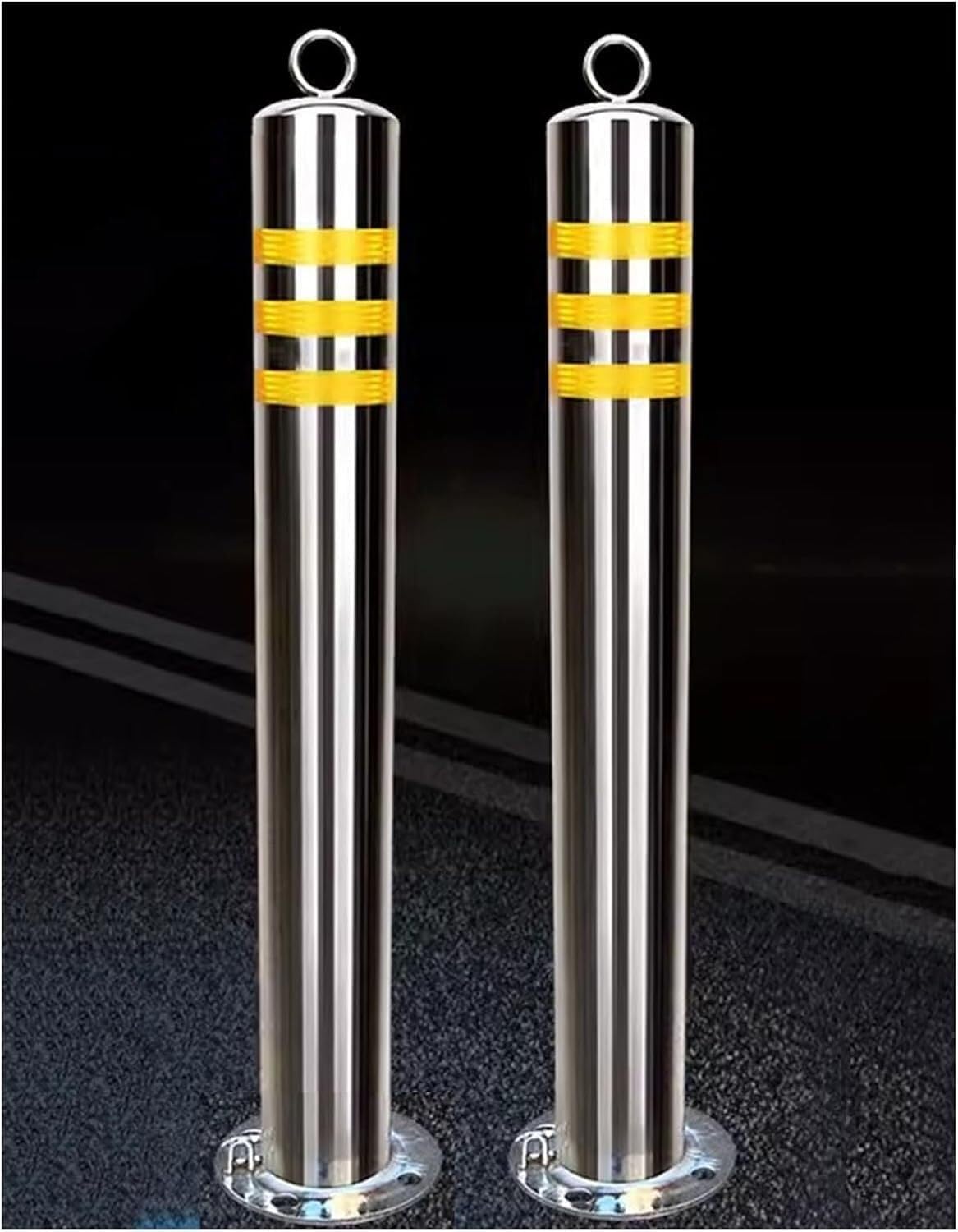 WOTZOV Reflective Bollards For Driveway Road/Street Caution Cones Security Parking Bollard Post With Expansion Bolts,2pack 75cm/29.5in