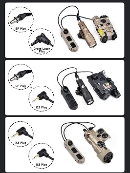 Dual Remote Pressure Switch With 3-Button Control For PEQ15 M300 M600 Flashlights