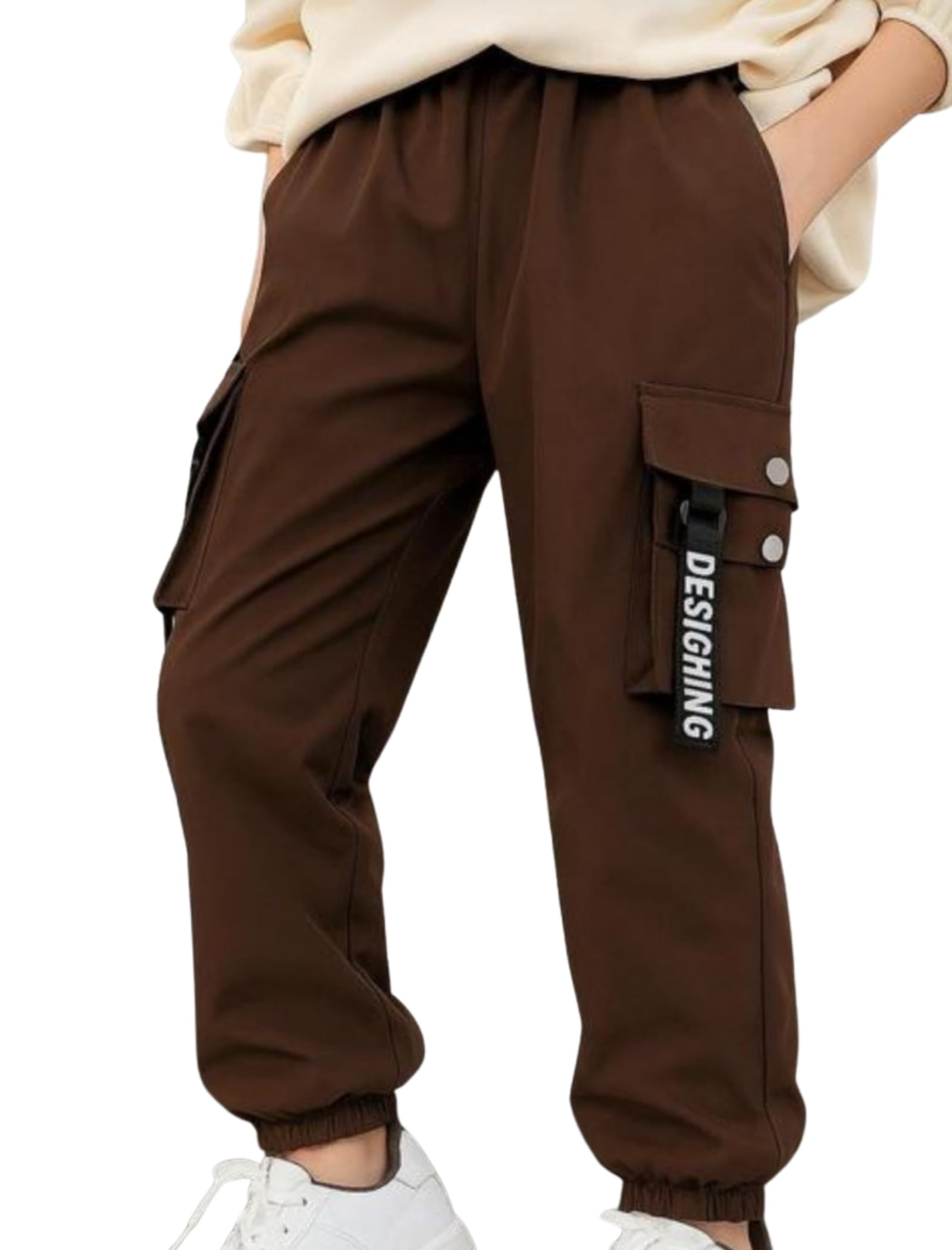 Vikita Enterprise Boy's Relaxed Fit Solid Pattern Cotton Cargo Pant with Full Length Elastic Closure Type | Trouser Pant for Boy's-image-11