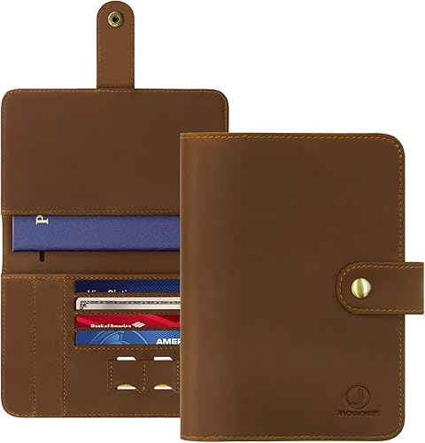 Jack&Chris Funda de cuero para pasaporte con Airtag, funda para pasaporte de viaje para hombres y mujeres, Marrón oscuro, Soporte de pasaporte hecho