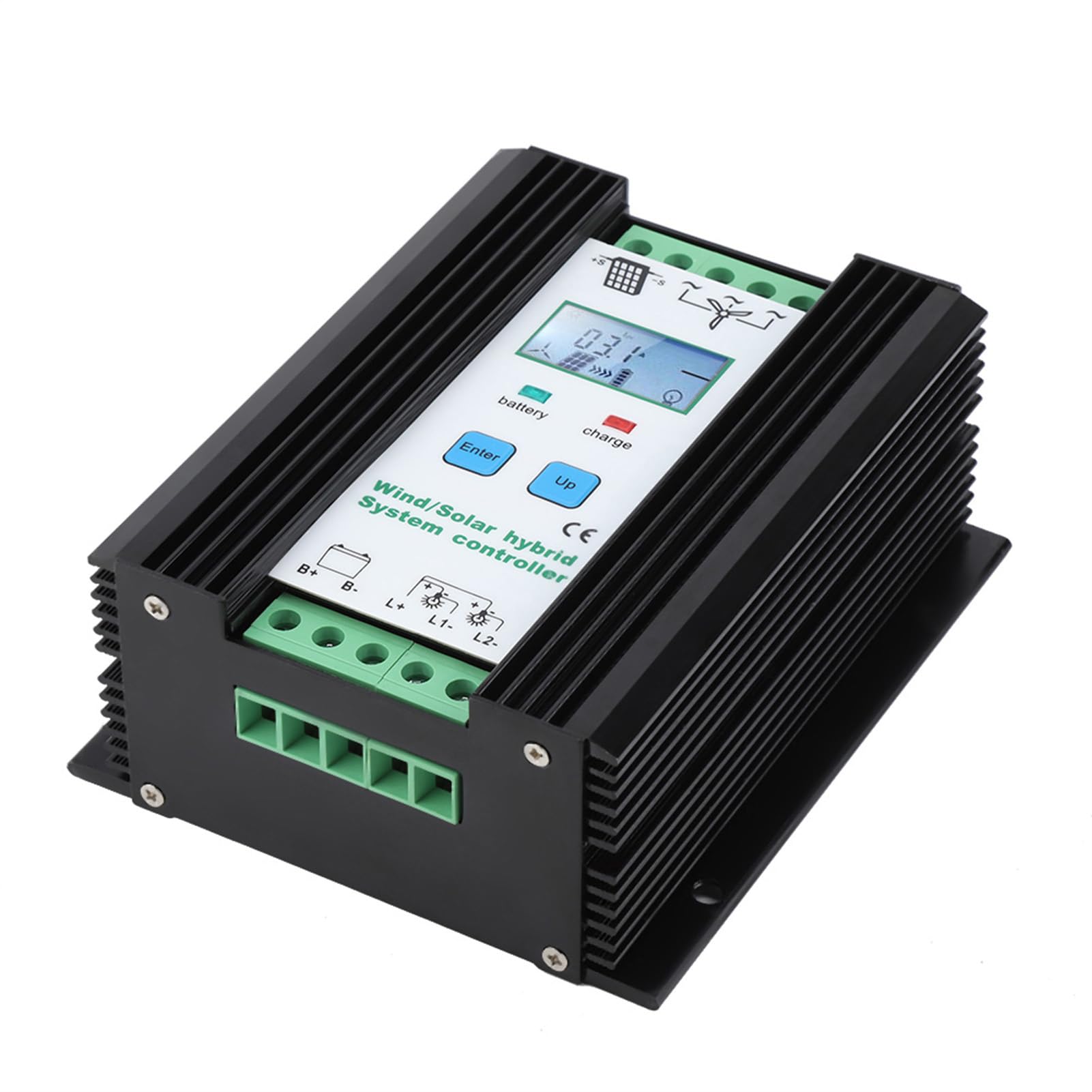 Akozon Akozon Controlador de Carga Híbrido de Energía Solar y Eólica Inteligente Digital con Pantalla LCD Tecnología Pwm Funciones de Protección Múltiples para Sistemas de 12 V 24 V