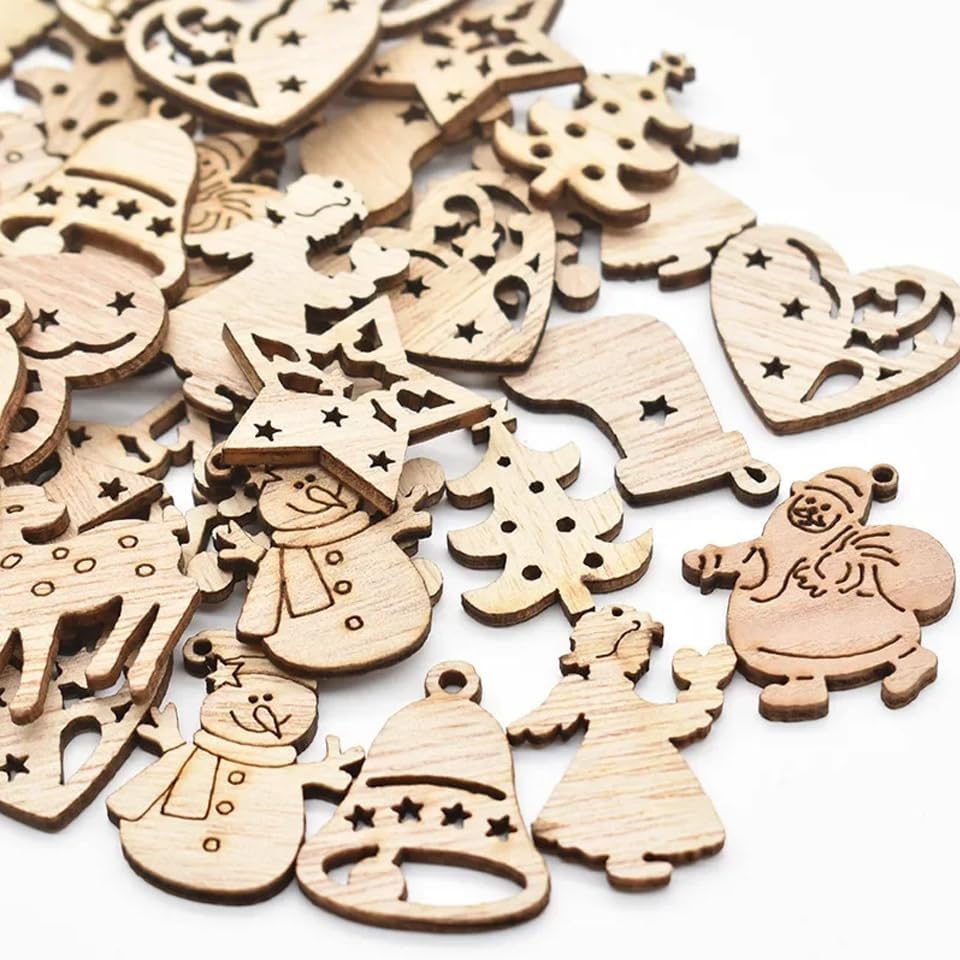 Juego de 50 adornos colgantes clásicos de Navidad, Papá Noel, muñeco de nieve, reno, árbol de Navidad, copos de nieve y más diseños para decoración