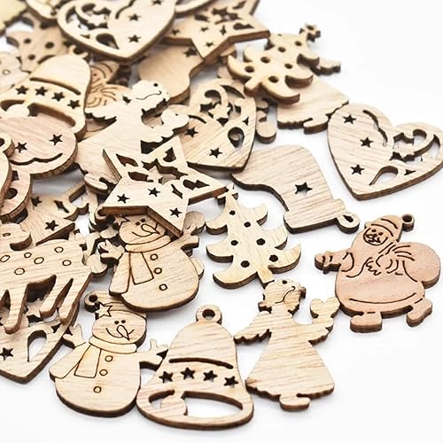 50-Piece Classic Christmas Hanging Ornaments Set - Santa Claus, Snowman, Reindeer, Christmas Tree, Snowflakes & More Designs for Festive Decoration