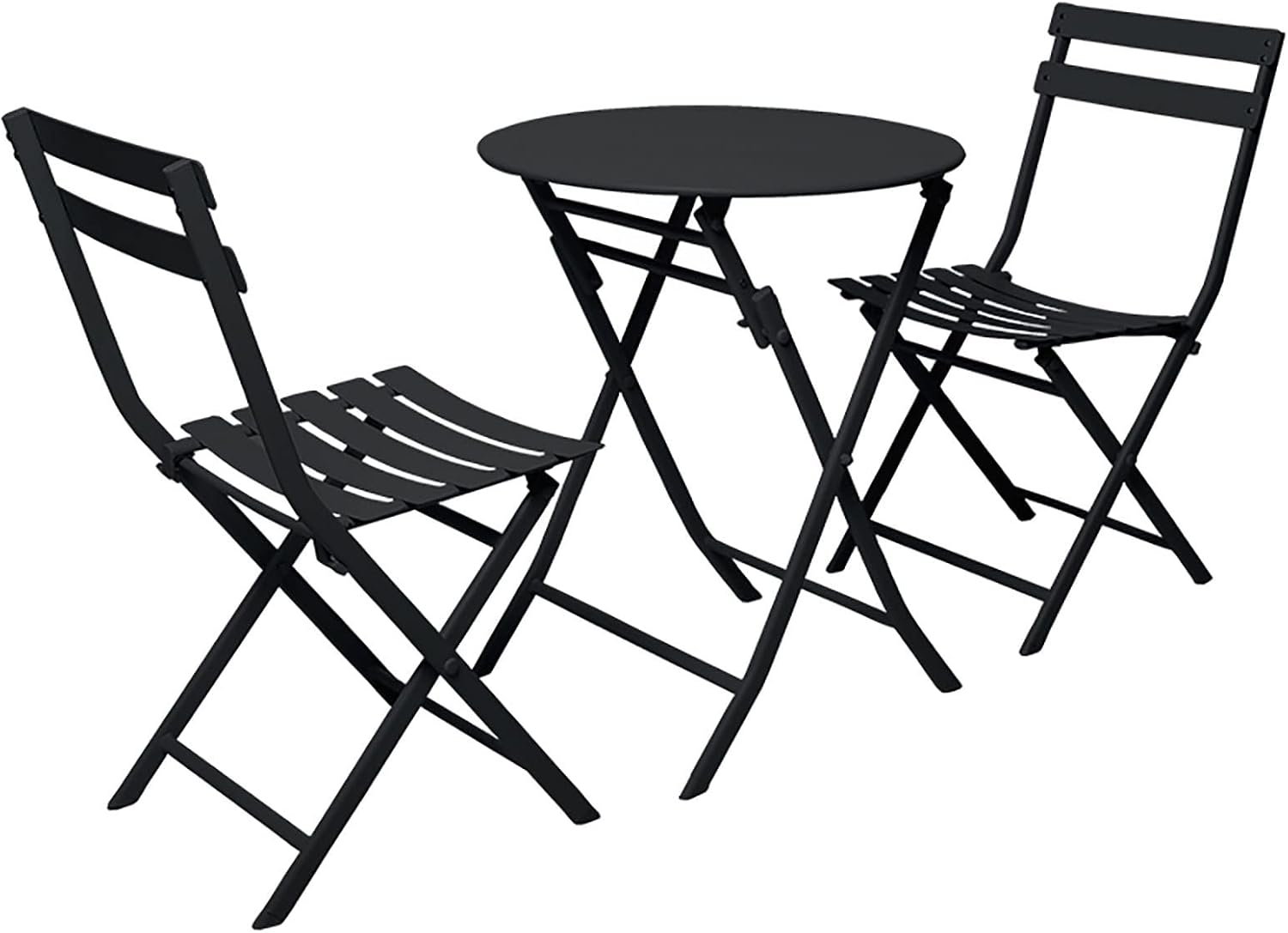 Table Chair Set (3PCS) Folding Outdoor Iron Coffee Tables, for Home Balcony/Terrace/Coffee Shop/Milk Tea Shop Portable Dining Table(H)