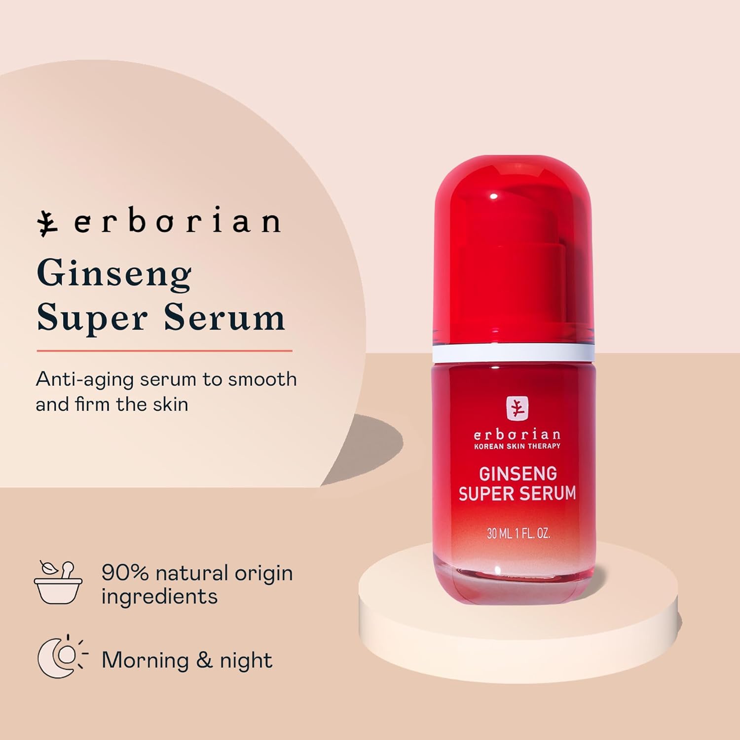 Erborian Ginseng Super Serum, Anti‑Aging, Hydrating Peptide Complex, Smooths Texture & Evens Tone For Soft Skin & Natural Glow, Korean Skincare - Image 2