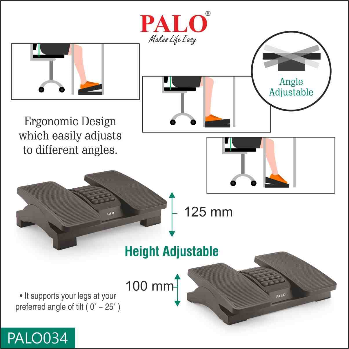 Palo034 Palo Ergonomic two hights and Angle Adjustable Split Type Pedle with Futrest Roller Palo034 Palo Ergonomic two hights and Angle Adjustable Split Type Pedle with Futrest Roller