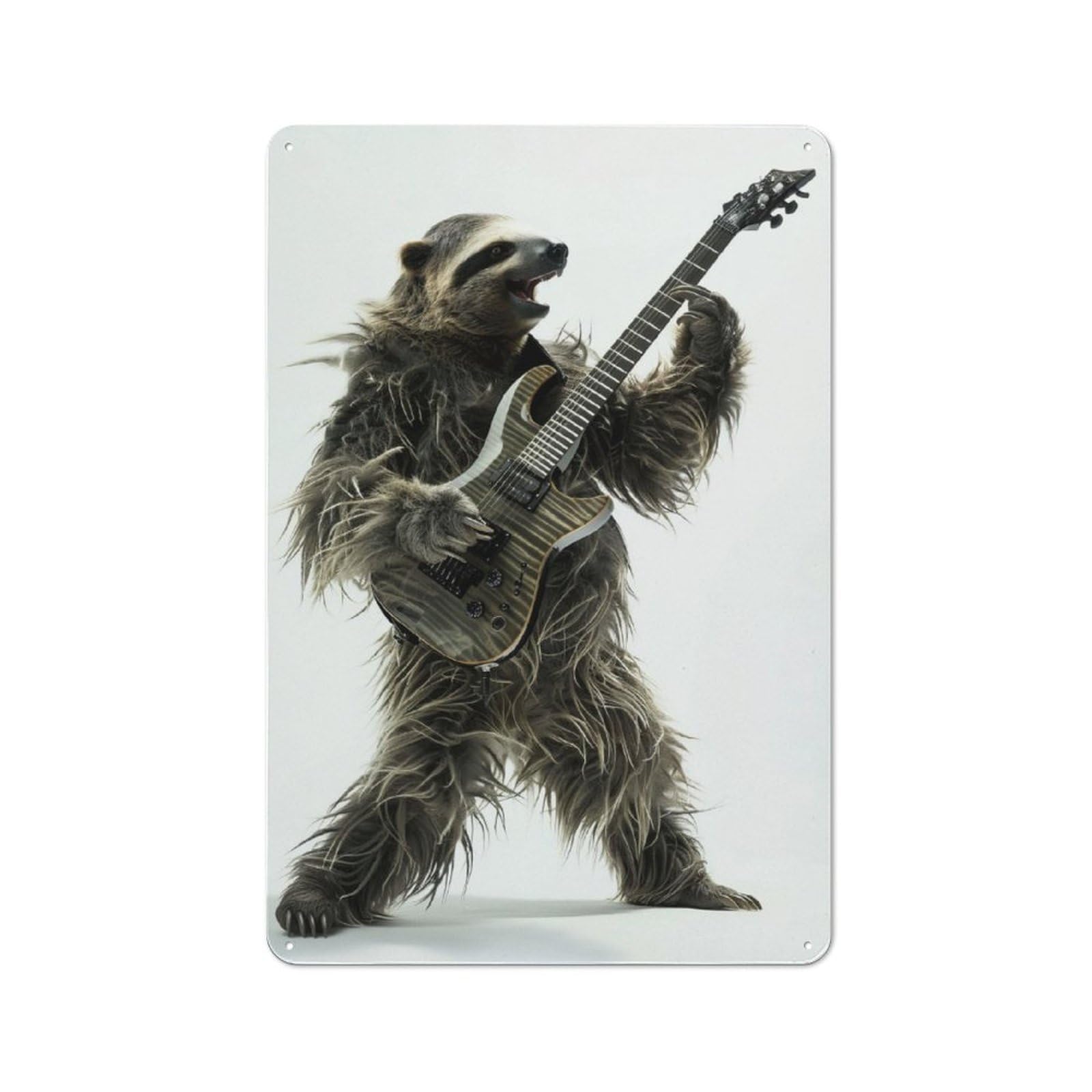Junmoney Sloth Guitar Retro Tin Sign 30X20cm For Living Room Wall, For Home Interiors, Feature Walls And Decorative Displays