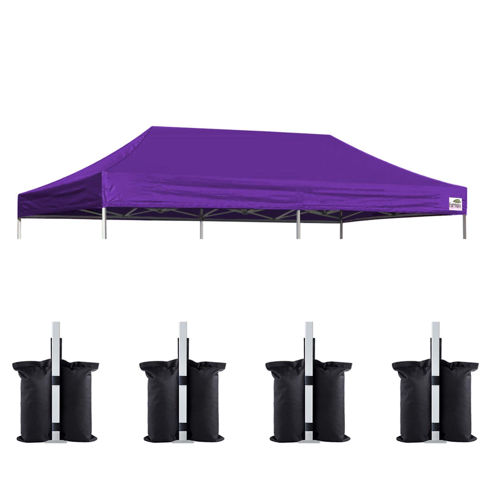 Eurmax USA 10x20 Pop Up Canopy Replacement Top,Universal Instant Canopy Cover ONLY,Heavy Duty UPF 50+ UV Protection,Water &amp; Wind Resistant Tarp,30+ Colors Available,Bonus 4 Sand Bags (Purple)