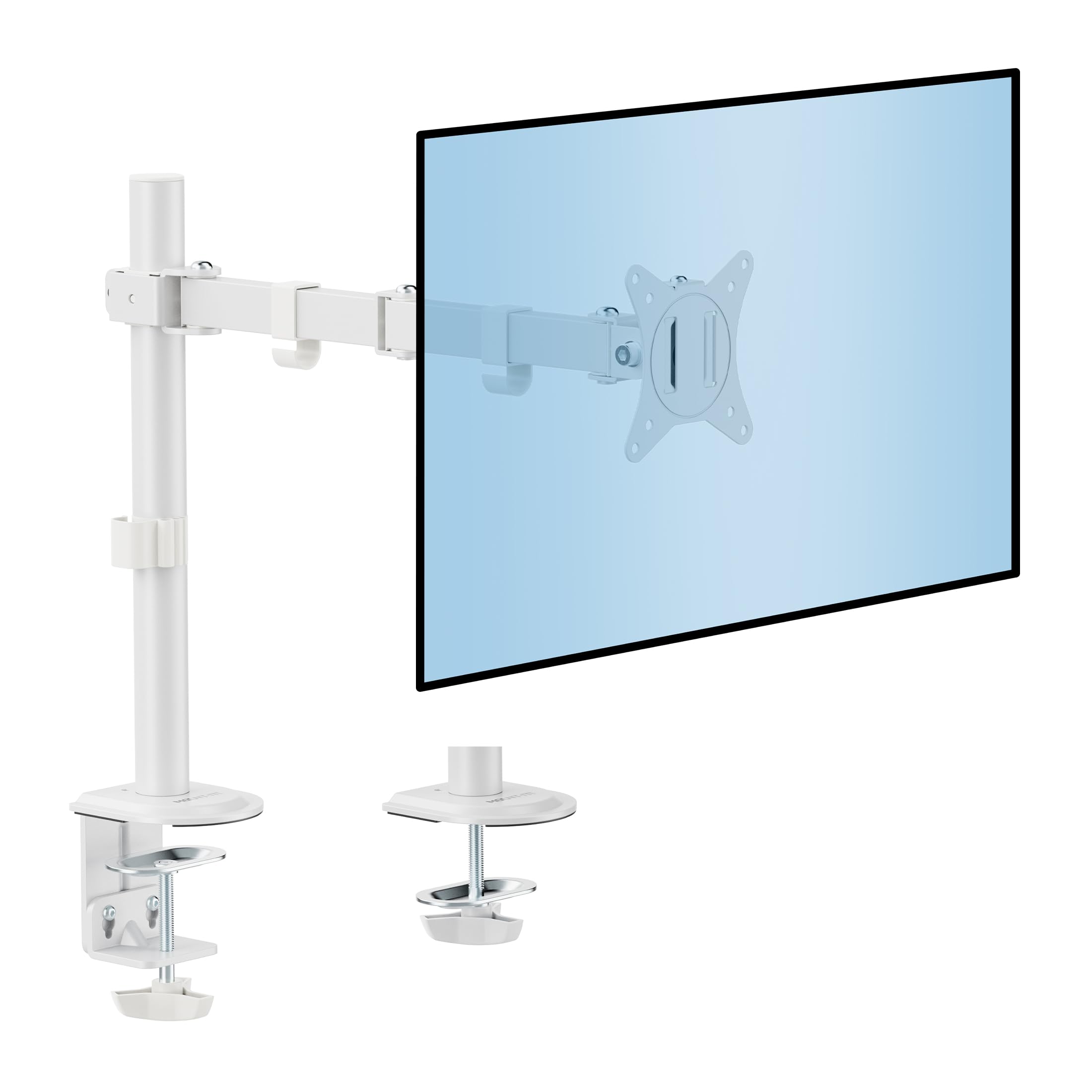 Mount-It! Single Monitor Arm for Desk Mounting, White