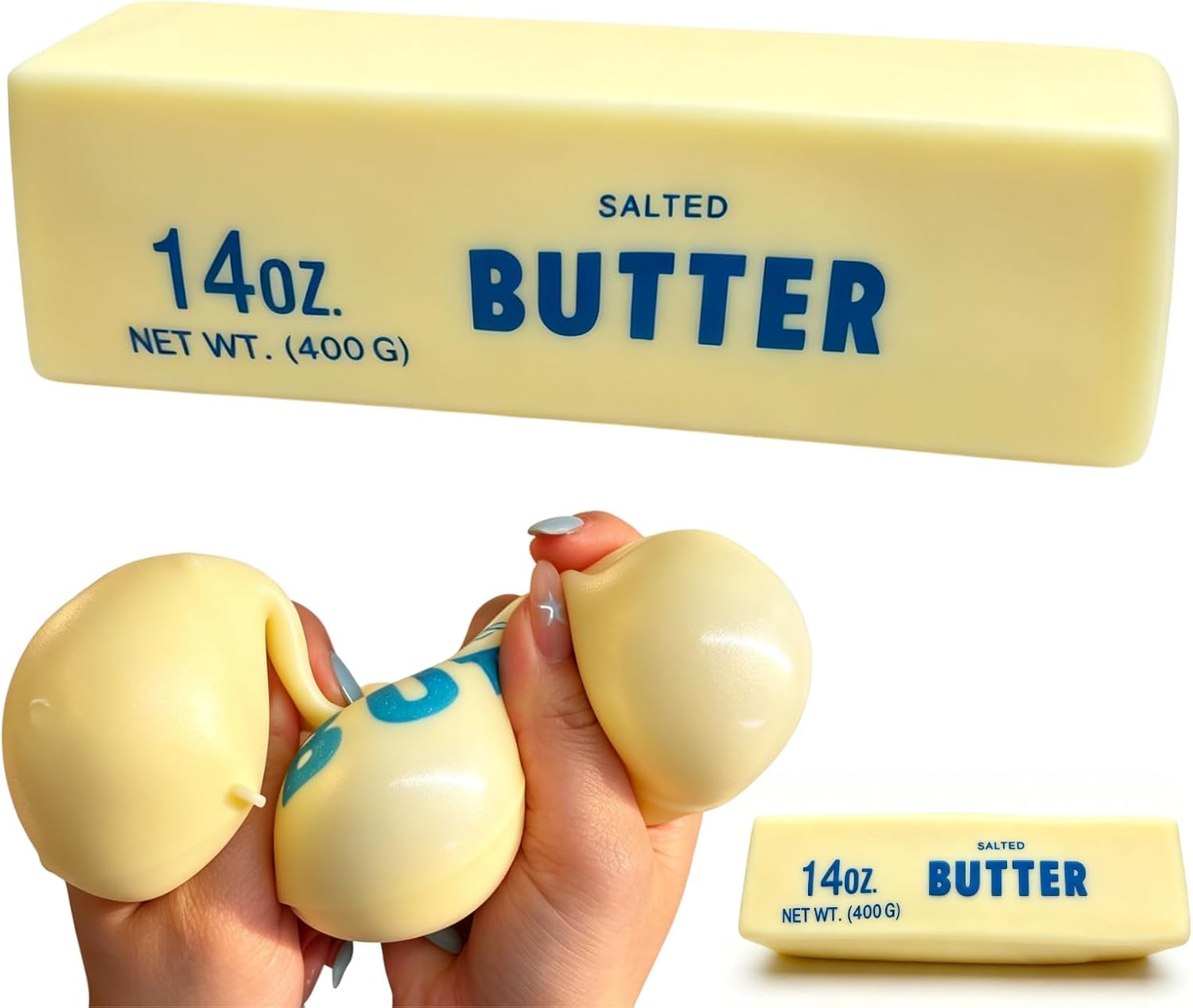 10in Giant Butter Squishy, TPR Jumbo Squishy Butter Stick, 14oz Big Butters Squeeze Stress Ball, Large Butters Fidget Toy, Stress Relief Slow Rising Fun for Anxiety Relief Party Favors (1PC)