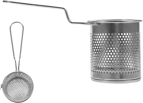 ZzzaNa Spaghetti Noodles Mesh Colander Food Strainer Basket Deep Frying Basket Hot Pot Skimmer with Handle Pasta Basket Mesh Spider Food Dumpling