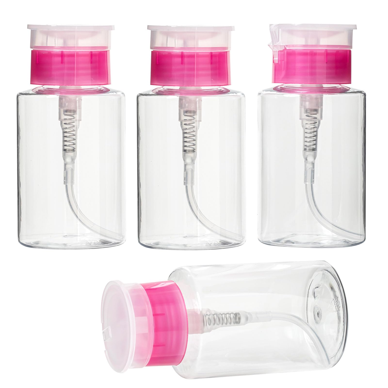 4 Pezzi Dispenser per Smalto,180 ml Flaconi a Pompa in Plastica, Bottiglie Ricaricabili per Detergenti e Liquidi Domestici, Contenitori da Viaggio Portatili Multiuso, Accessori per Casa e Cucina