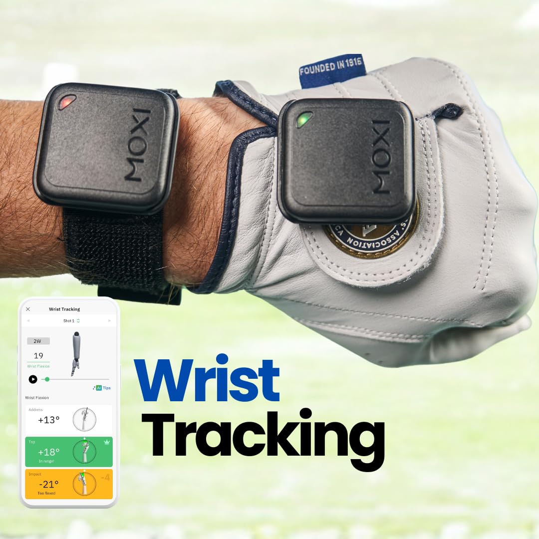 MOXI SwingMotion Golf Swing Analyzer – Dual Wearable IMU Sensors for Real-Time BioFeedback & 3D Visualization via App – Improve Wrist, Torso, Hip & X-Factor with 4 Training Modes