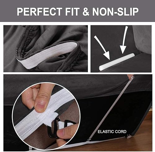 Miniatura 5 de FY FIBER HOUSE - Funda superelástica de terciopelo para sofá de 3 plazas