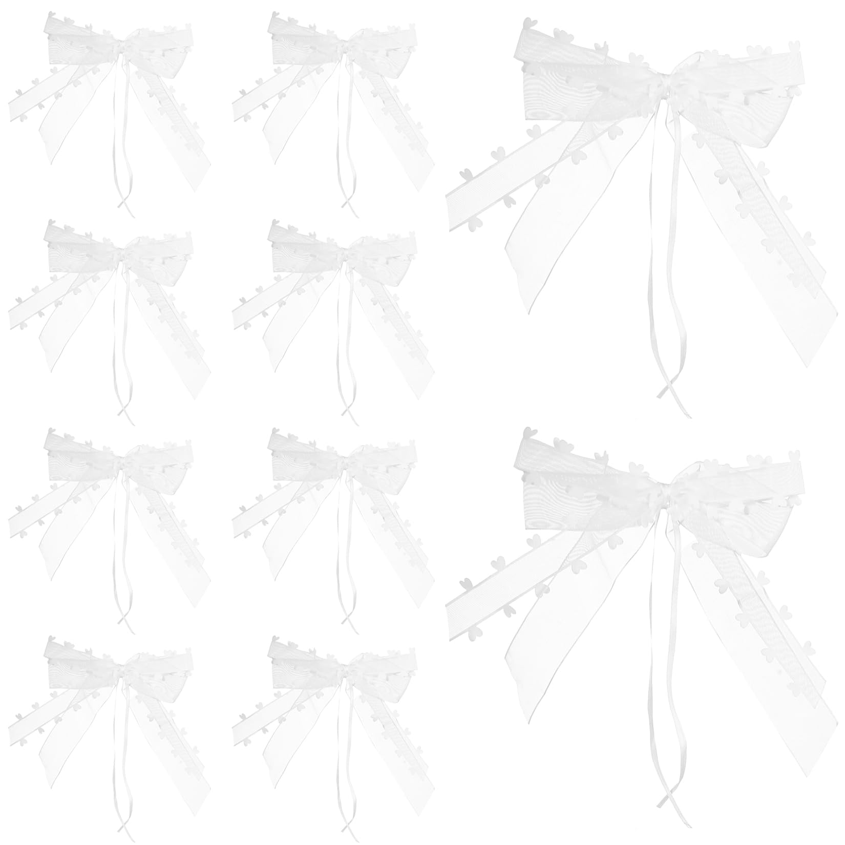 Lot De 10 Nœuds Blancs Pour Voiture De Mariage - Mousseline De Soie - Faciles à Attacher Sur Rétroviseur, Poignée - Décoration Fête, Noël, Anniversaire