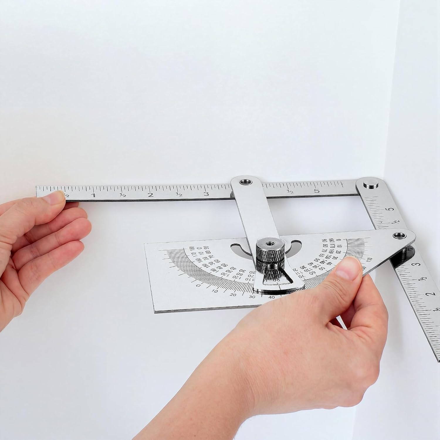 Copkim 2 Pack Stainless Steel Protractor and Angle Finder 0–180 Degree Measuring Tool for Inside Outside and Sloped Surfaces Metal Gauge for Woodworking Carpentry DIY