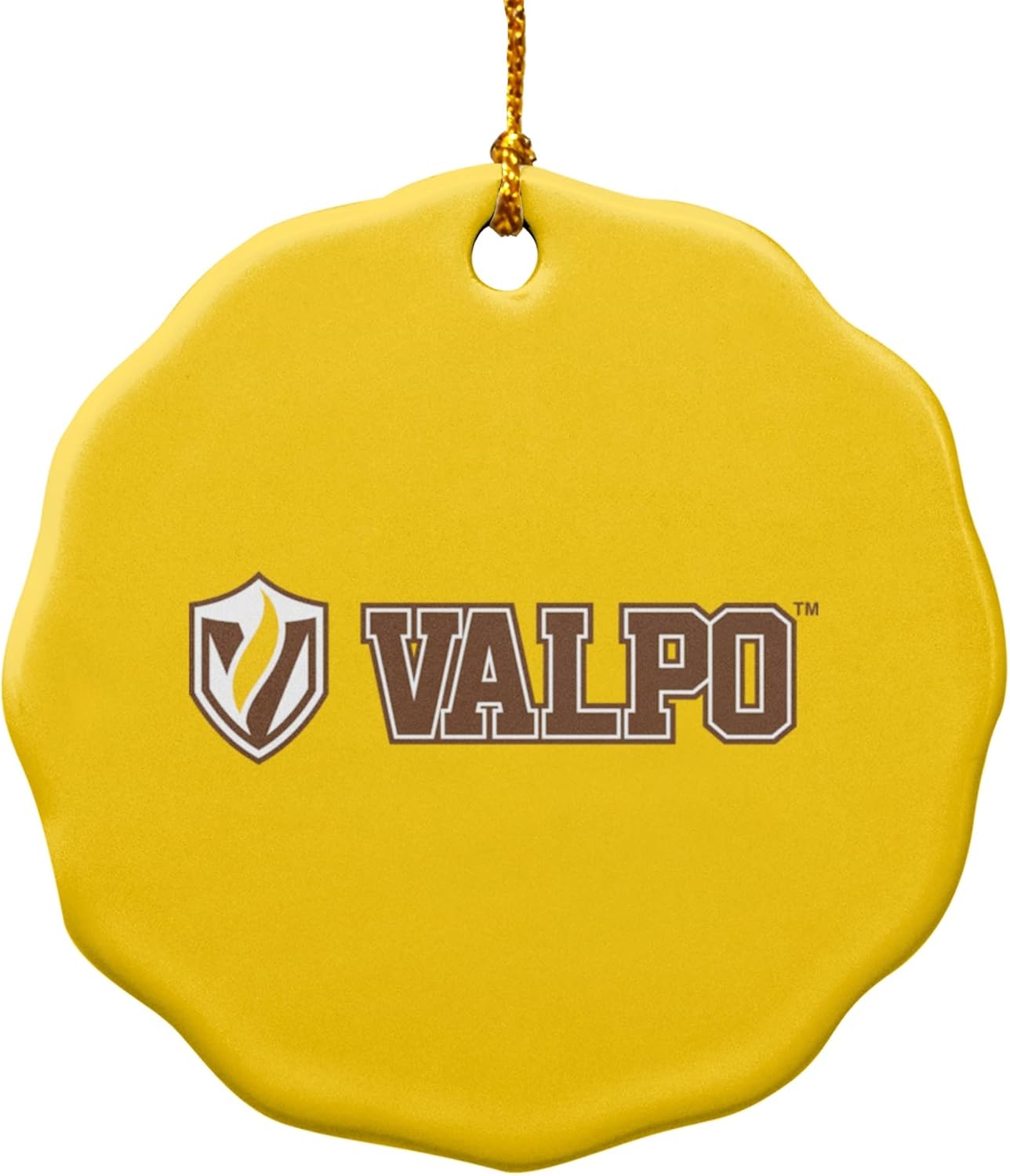 GRAPHICS & MORE Valparaiso University Secondary Logo Porcelain Scalloped Holiday Christmas Tree Ornament - 2.8" (7.1 cm)