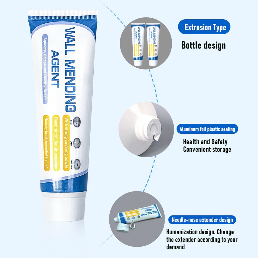 Wansiven Stucco Per Muro, Kits Stucco Riempitivo Per Muro, Efficacemente Riparare Graffi Da Parete, Fori Per Unghie, Crepe, Graffiti (100g) (1