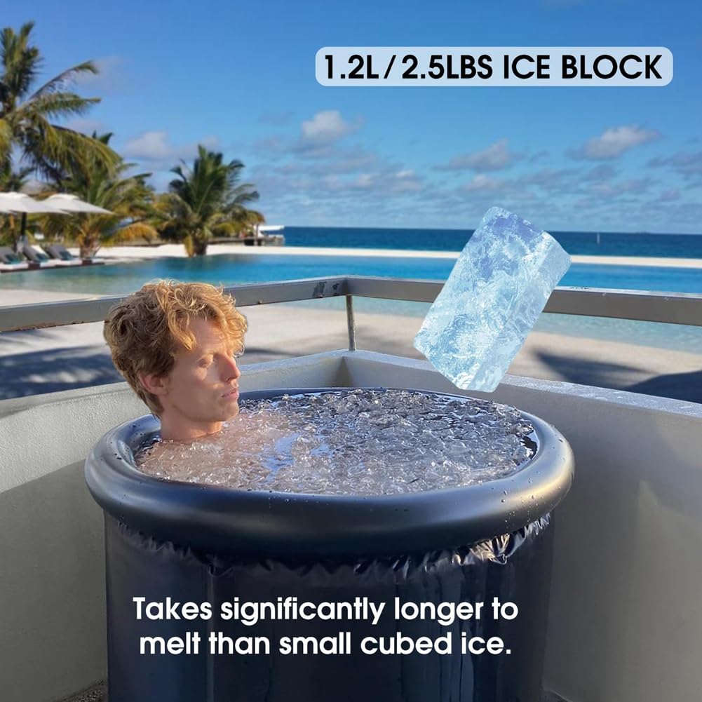 Stampo per Blocchi di Ghiaccio 2 Pezzi Extra Grande per Bagno di Ghiaccio, Vasca A Immersione Fredda, Refrigeratore, Pieghevole, Impilabile, Stampo In Silicone, Vassoio per Ghiaccio, Durevole