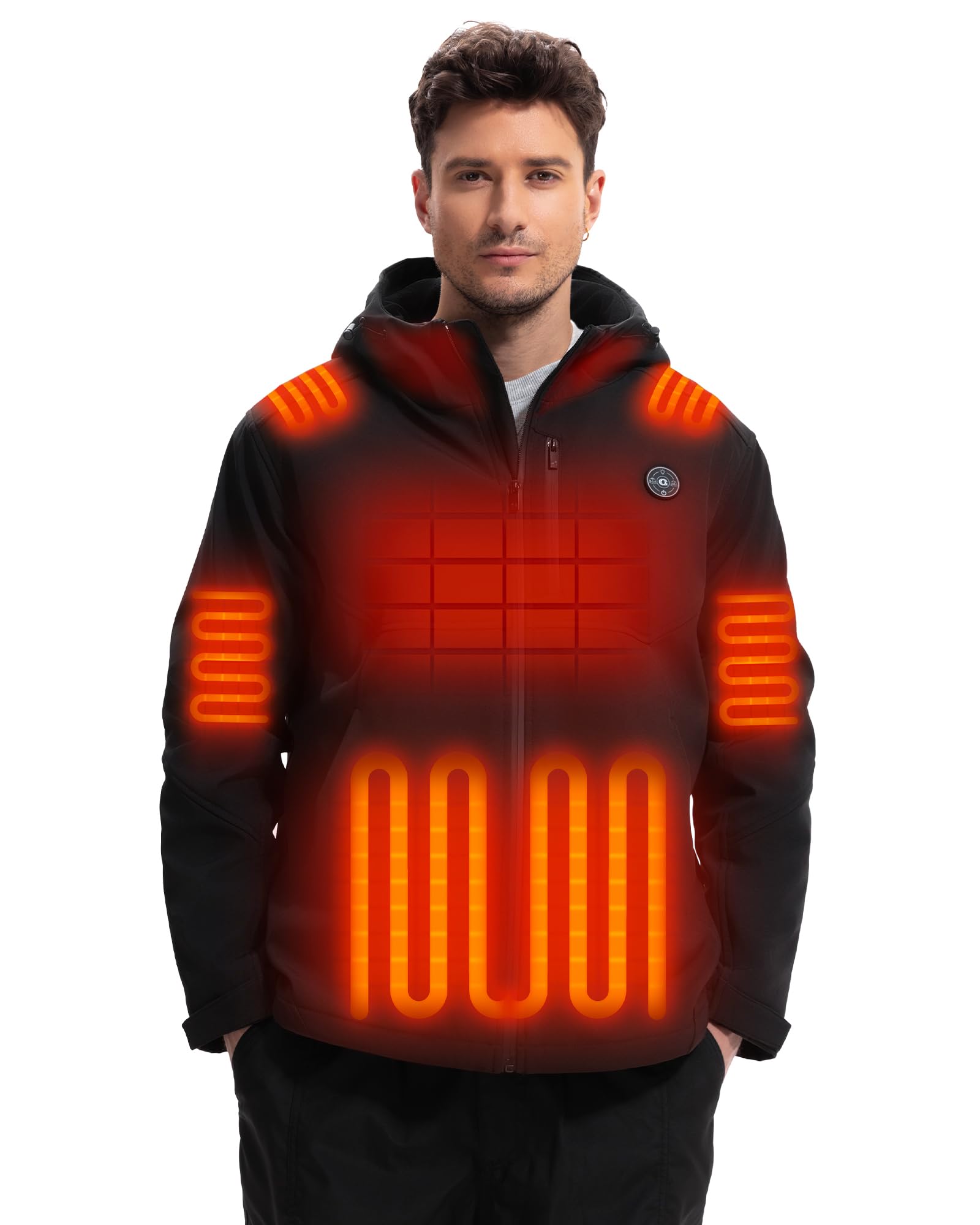 Heizjacke Herren Wasserabweisend mit Powerbank 16000mAh 7,4V, Leicht