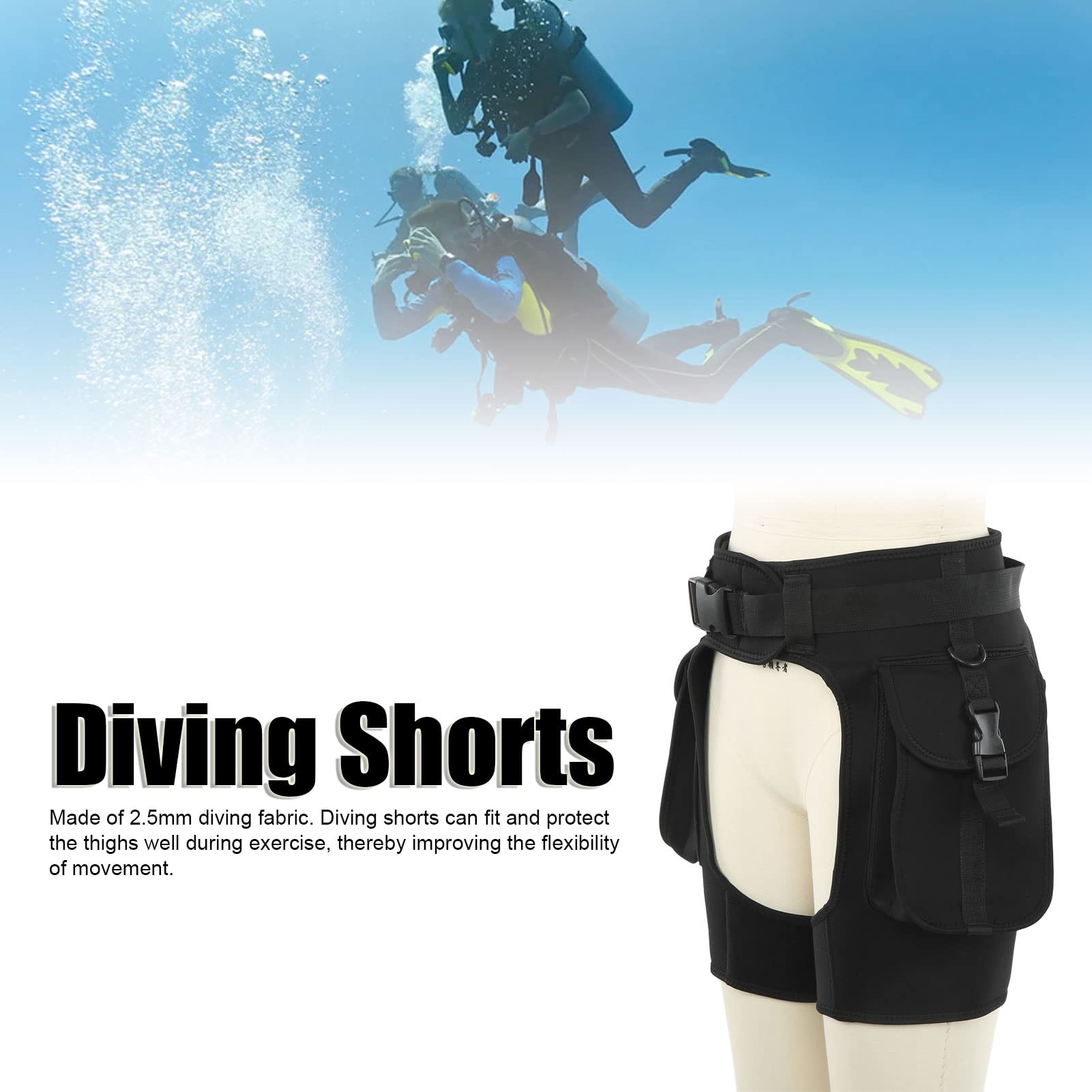 Pantaloncini da Sub da 2,5 Mm per la Massima flessibilità e Protezione Durante lo Snorkeling e il Nuoto - Pantaloni da Muta Resistenti con Tasche