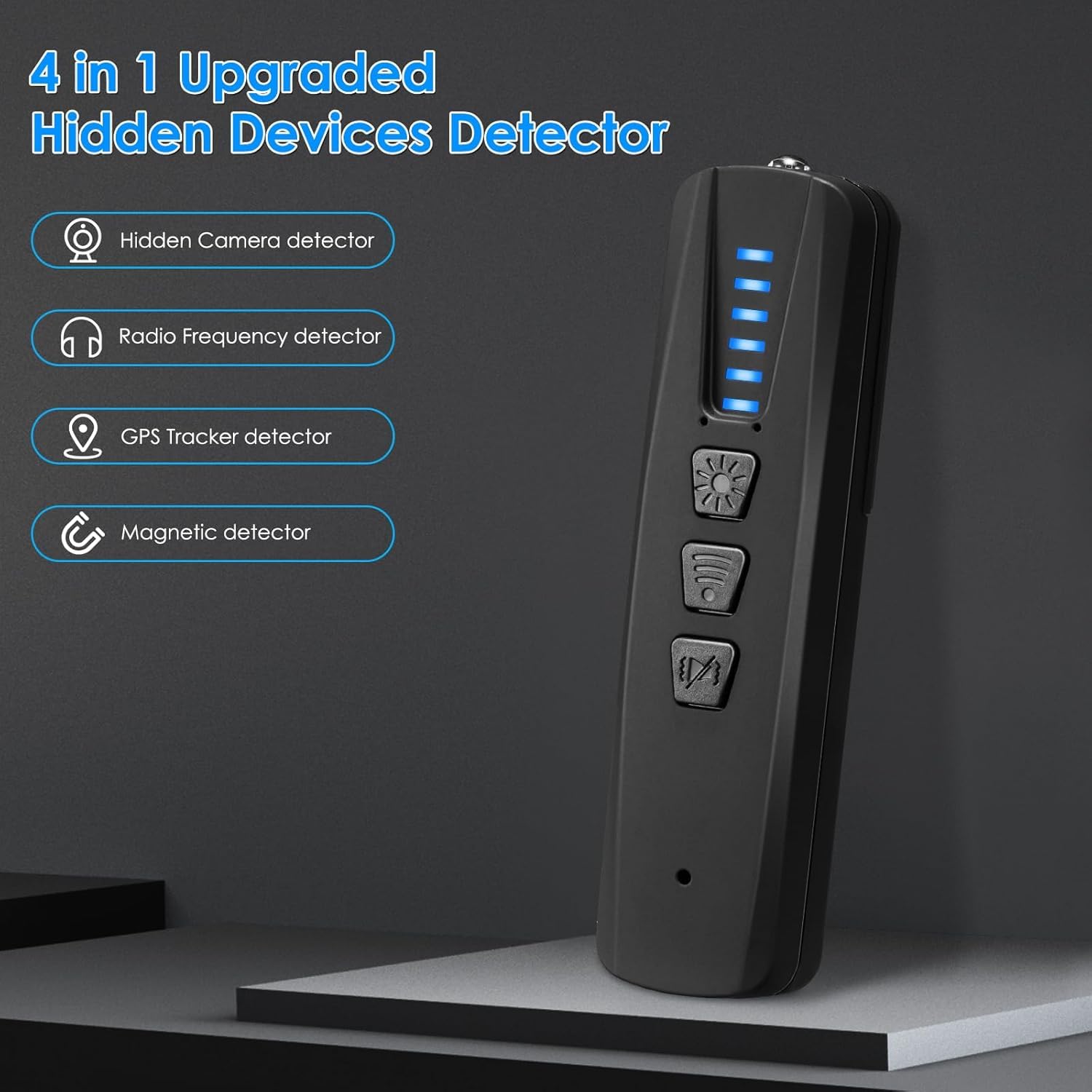 Intelligent Détecteur de Caméra Cachée et Micro Espion, Portable Traceur GPS Scanner 4 Modes Détecteur Anti Espionnage, Brouilleur Camera pour Hôtel Maison Heim Reisen (100MHz-8GHz)