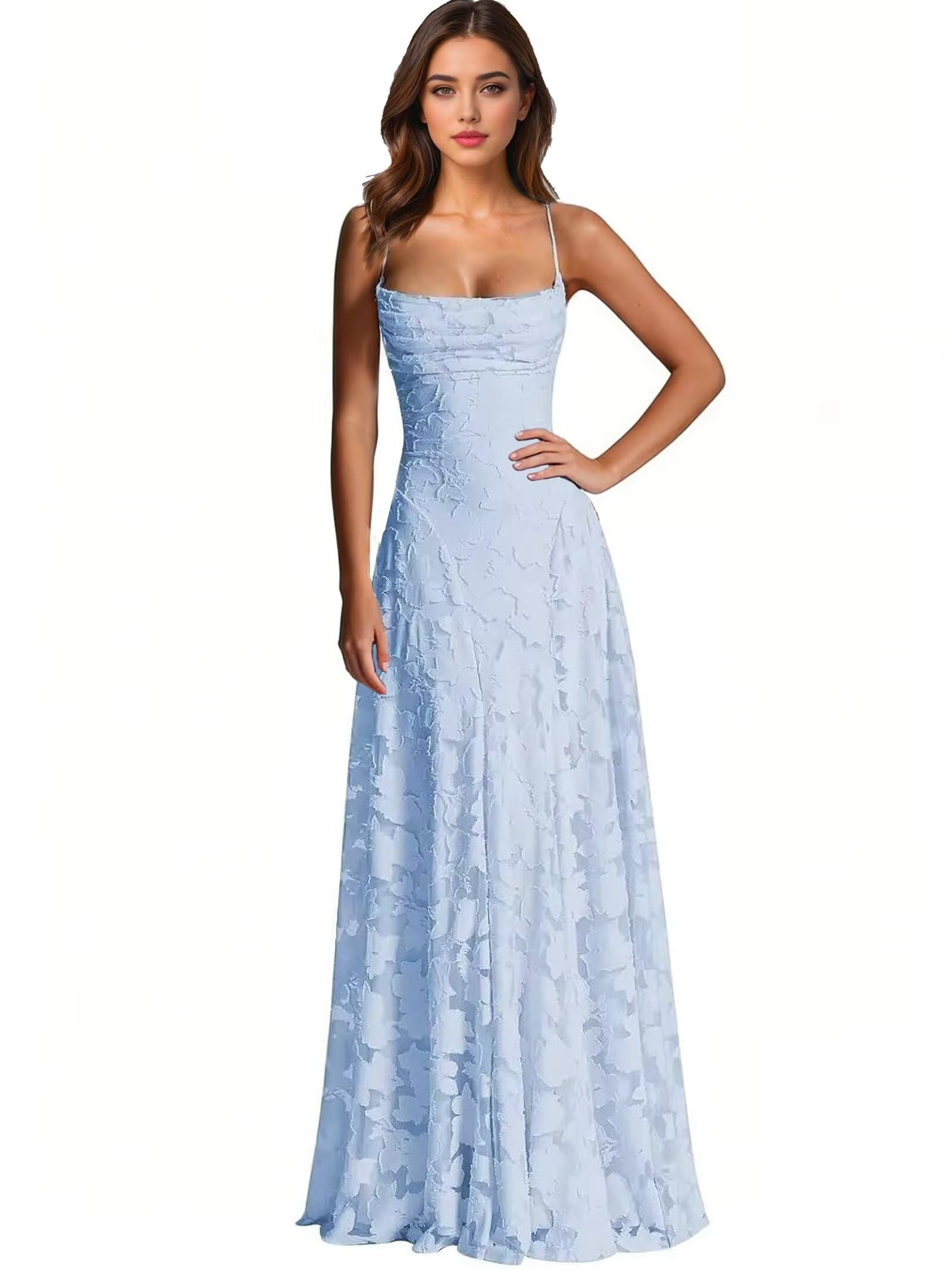 Floral Bridesmaid Dresses for Women Spaghetti Strap Laces Prom Dress Long Maxi Wedding Guest Dresses