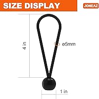 Vista 2 de Bungee de bola de 4 pulgadas, cordón de amarre negro, bola de 1 pulgada, 50 piezas, resistente a los rayos UV