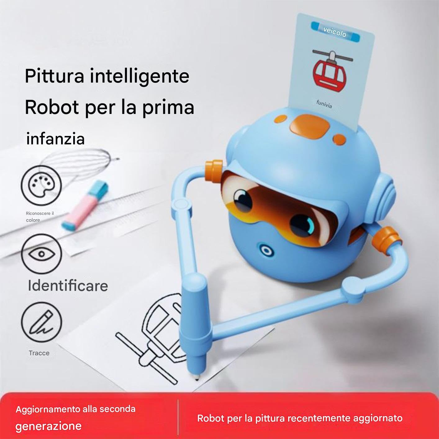 Robot da Disegno per Bambini Batteria Ricaricabile con Capacità da 1800 mAh | Robot Per Disegnare Per Bambini Per Bambini, Ragazzi E Ragazze, Ideale Per Viaggi, Scuola E Asilo Infantile