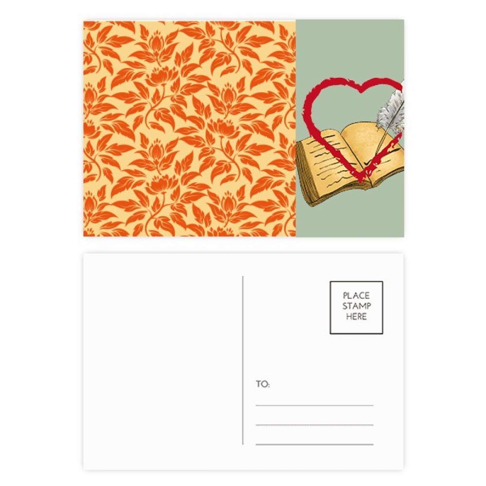 Lot de 20 cartes postales décoratives classiques avec motif floral orange et doré