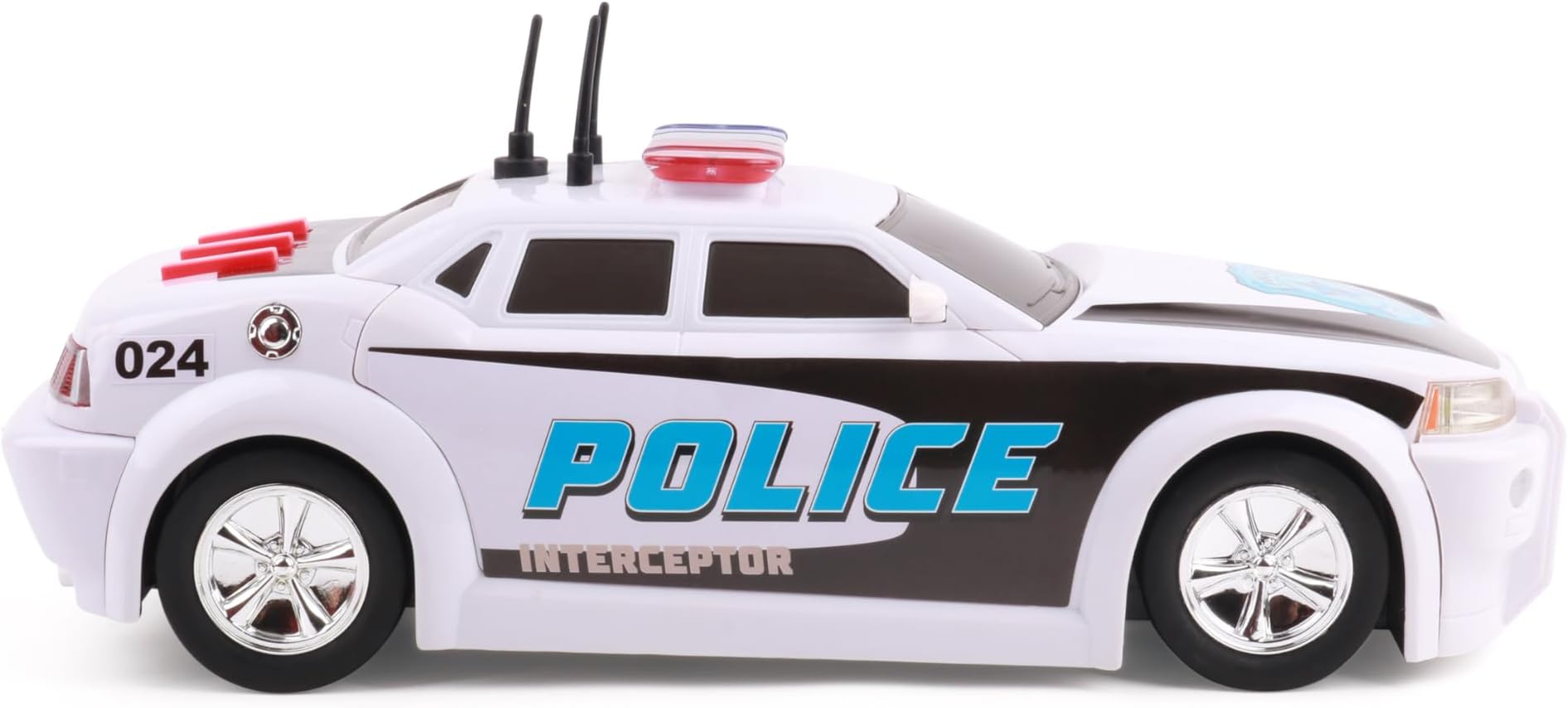 Mighty Fleet Rescue Force 12" Police Cruiser Toy: Realistic Lights & Sound Effects, Free Wheeling Play & Batteries Included - Ages 3+