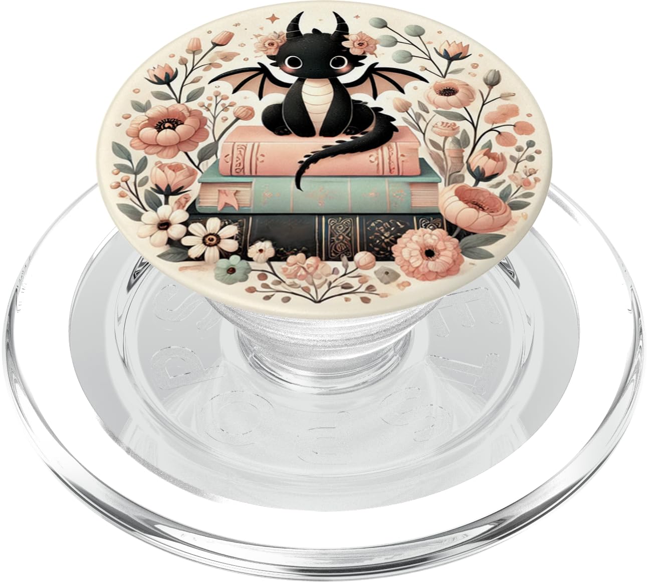 Aesthetic Cottagecore Flowers Dragon Books Bookworm Bookish PopSockets PopGrip for MagSafe