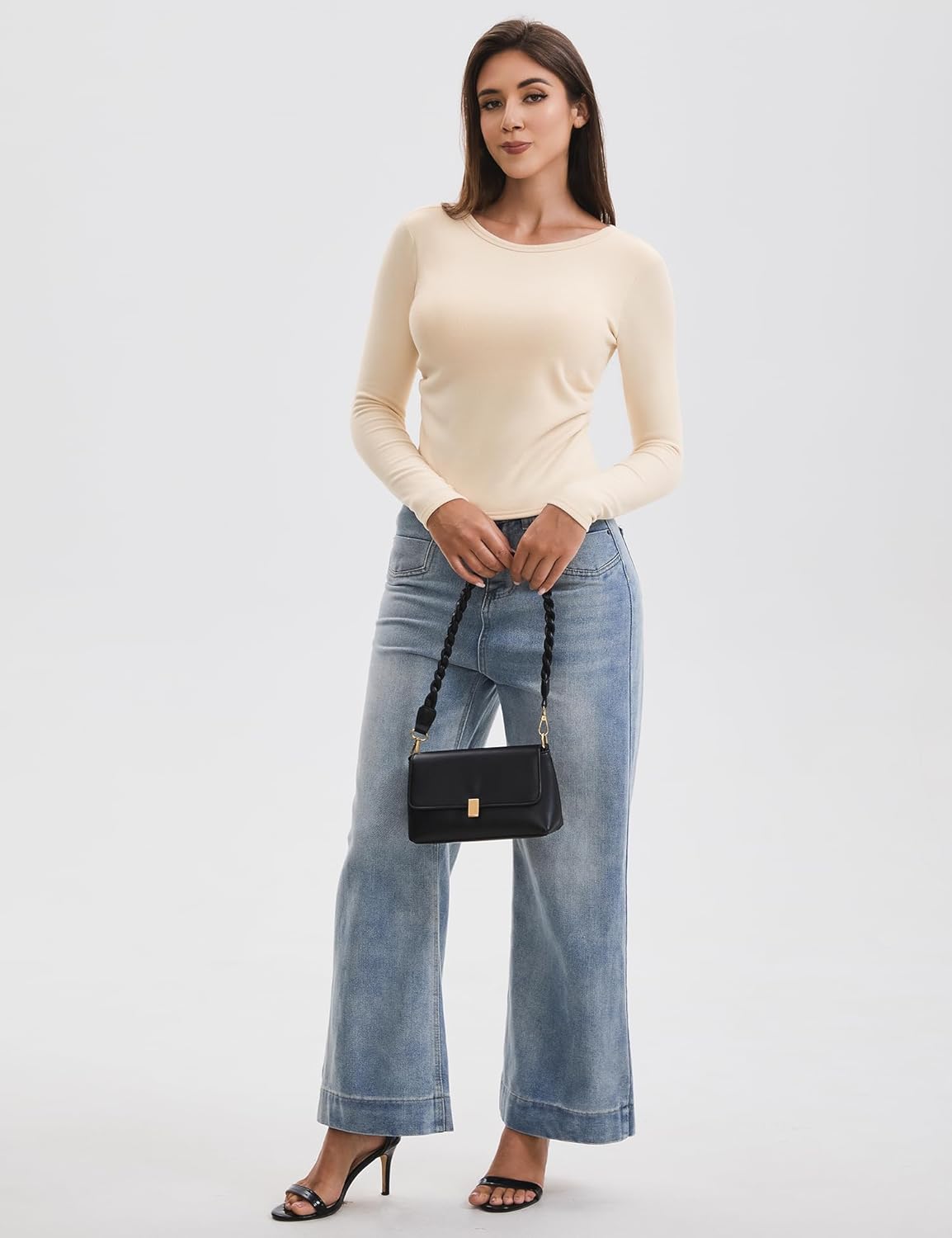 ZeroBound Built-in Shelf Bra Thermal Long Sleeve Top for Women Twist Ruched Side Slim Fit Tees Crew Neck Going Out Shirts - Image 7