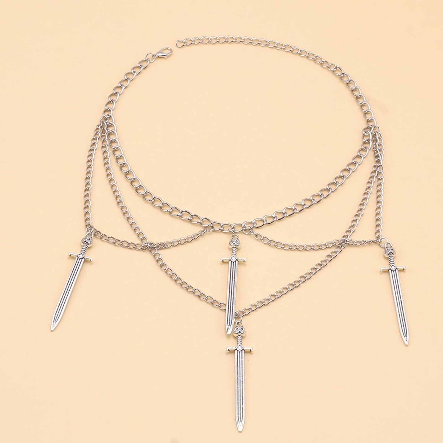 Gothic Layered Dagger Sword Necklace for Women,Punk Style Hollowed Out Dagger Necklaces Statement Vintage Dark Sword Necklace Halloween Jewelry - Image 3