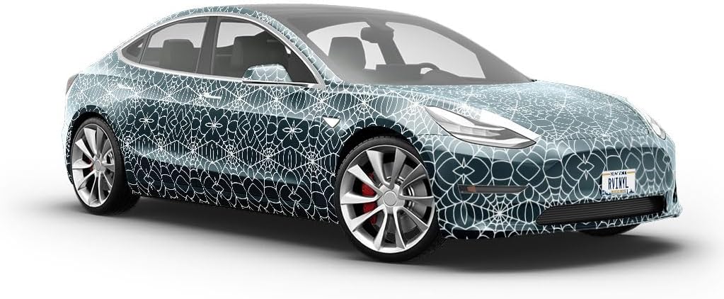 Rwraps Spider Mandala Webbing Gloss Vinyl Film Wrap 59in x 27ft Vinyl Vehicle Car Film Sheet Roll