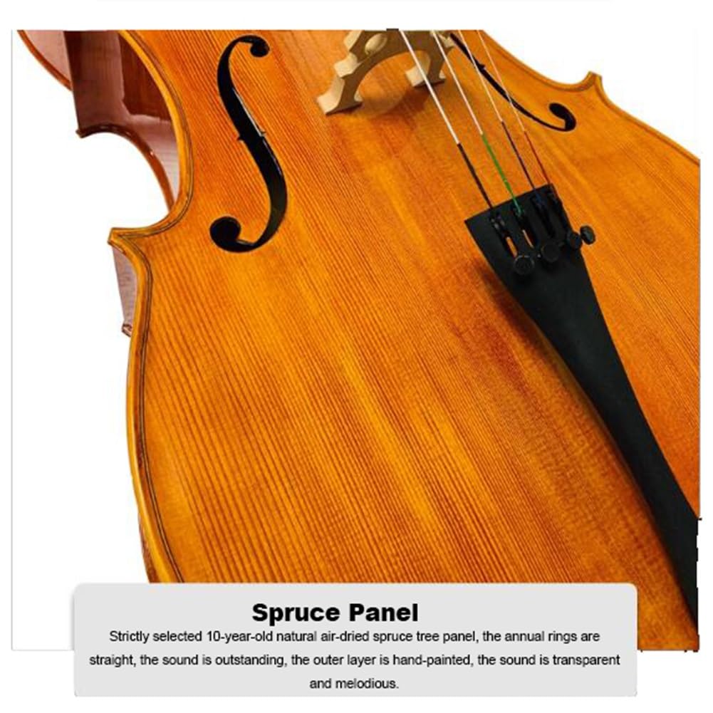Violonchelo 4/4, Violonchelo de Madera Maciza, Parte Posterior de Arce Superior de Madera de Abeto, para Adultos Principiantes, Hecho a Mano (Size : 1/4)