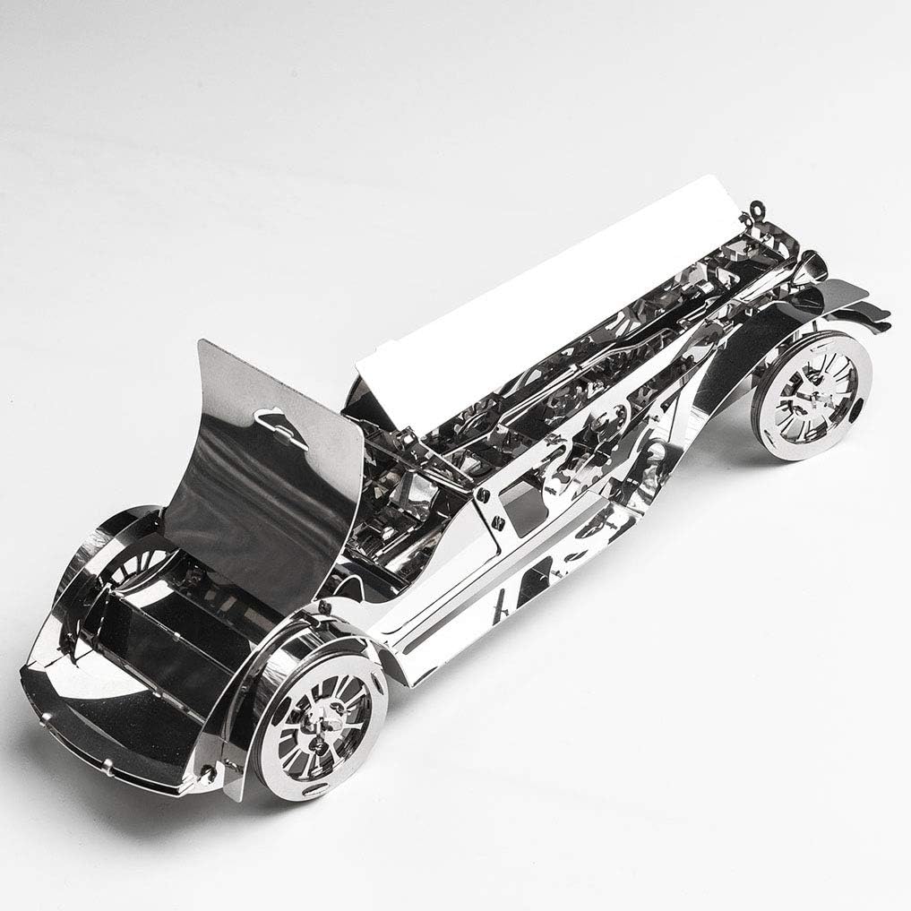 Model Car Kit 3D Model kit Glorious Cabrio2 - Moving Wind-Up Retro Car Collectible | 3D Puzzle for Adults - Metal DIY Kit | DIY Construction Set of a Vintage Car