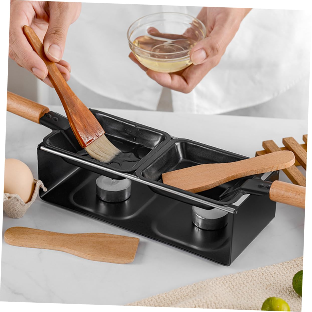 STOBAZA Non-stick Mini Griddle Plate Cheese Melting Pan Outdoor Bbq Stove Portable Mini Stove for Camping