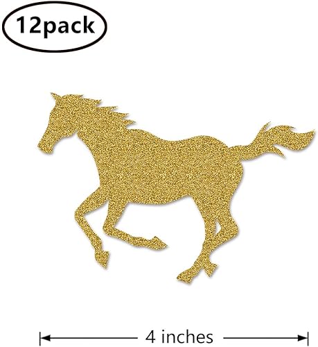 Miniatura 2 de Recortes de caballo dorados, paquete de 12 decoraciones de mesa de doble cara para cumpleaños, baby shower, decoración de fiesta