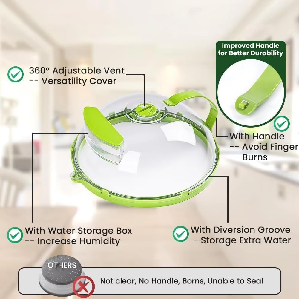 Microwave Splatter Cover with Steam Vent and Handle,10 Inch Clear Plate Cover, Essential Kitchen Gadgets for Food Safety image 5