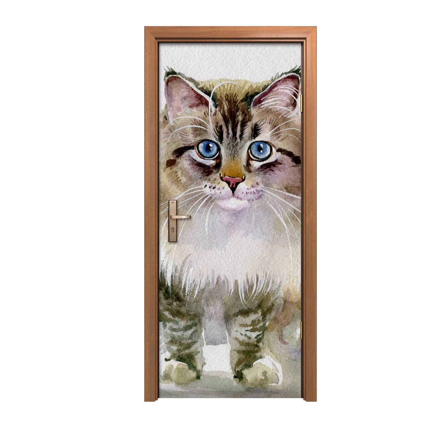Autocollant de porte 80x200cm chat sticker mural design intérieur