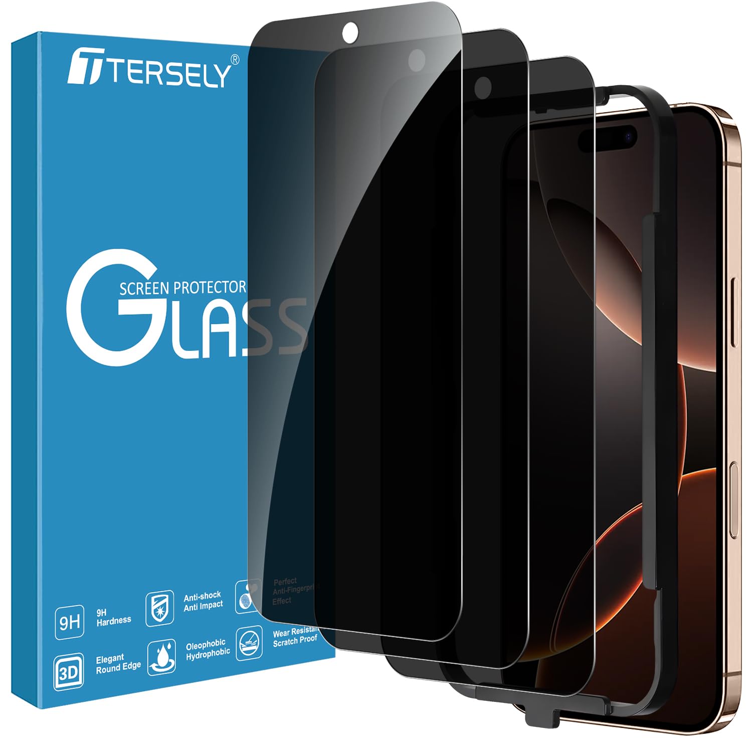 [3-Pack] Privacy Screen Protector for 16 Pro (6.3inch) with Installation Alignment Frame,Edge to Edge Protection Full Cover Private Anti-Spy Case-Friendly Curved