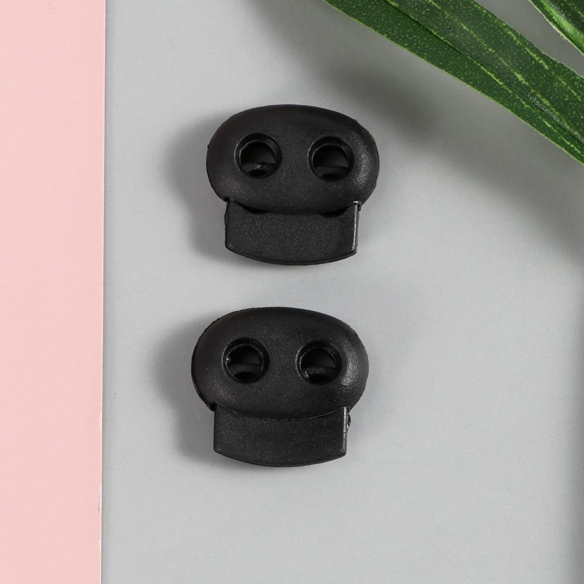 500 Pcs Black Double Hole Cord Lock for Backpack Drawstring