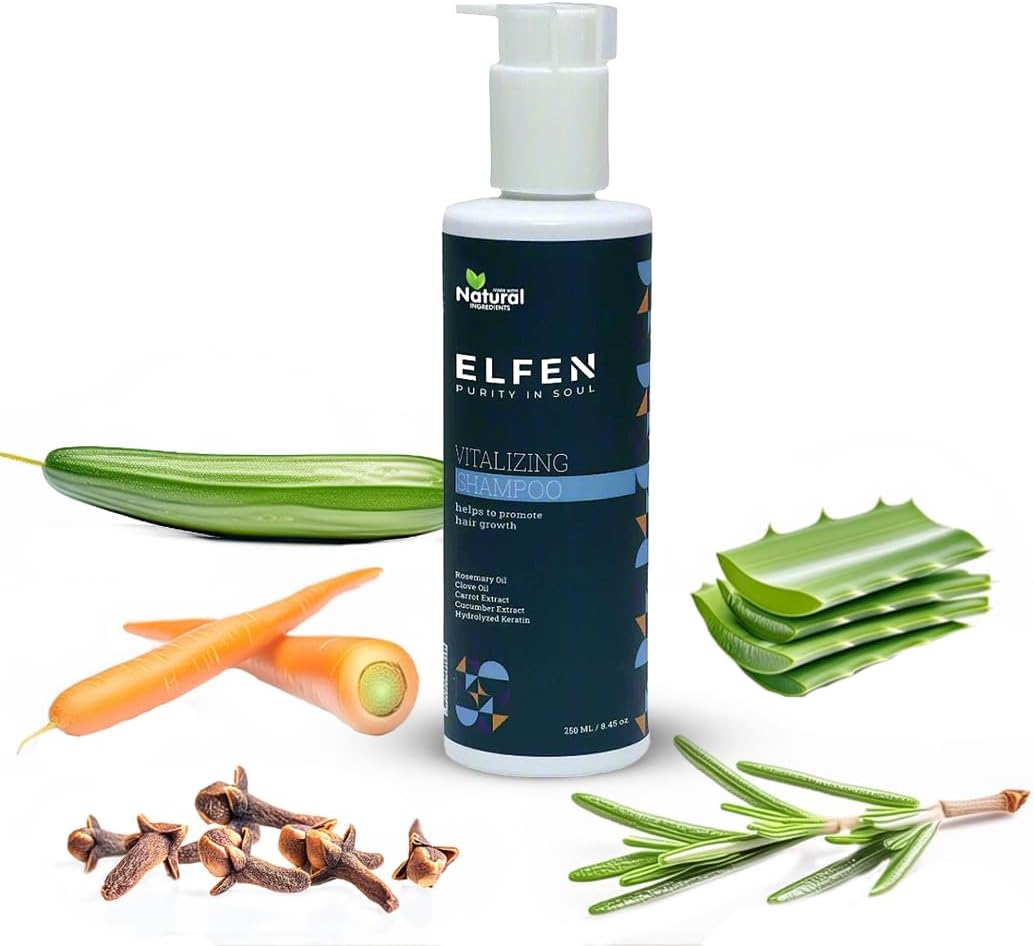 Vitalizing Shampoo - Promotes Hair Growth with | Rosemary Oil, Coconut Oil | Carrot and Cucumber Extracts, and Hydrolyzed Keratin for Healthy, Strong Hair | 250 ML