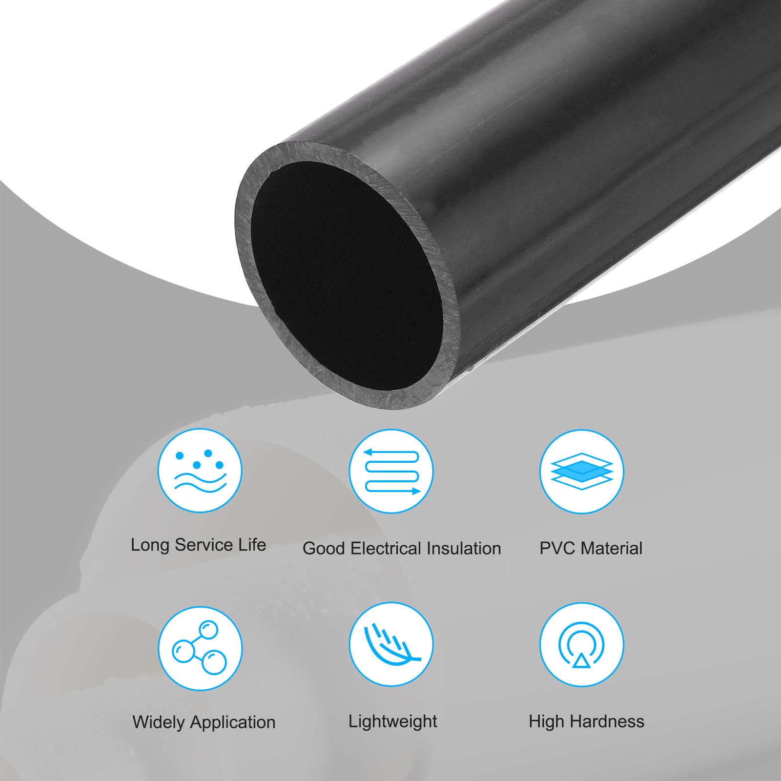QUARKZMAN Tubo Rigido In PVC Da 2 Pollici Tubo Rotondo 51.8 Mm ID 60 Mm OD 500 Mm Grigio Scuro Ad Alto Impatto Per Tubo Dell'Acqua Artigianato Decorazione Guaina Per Cavi