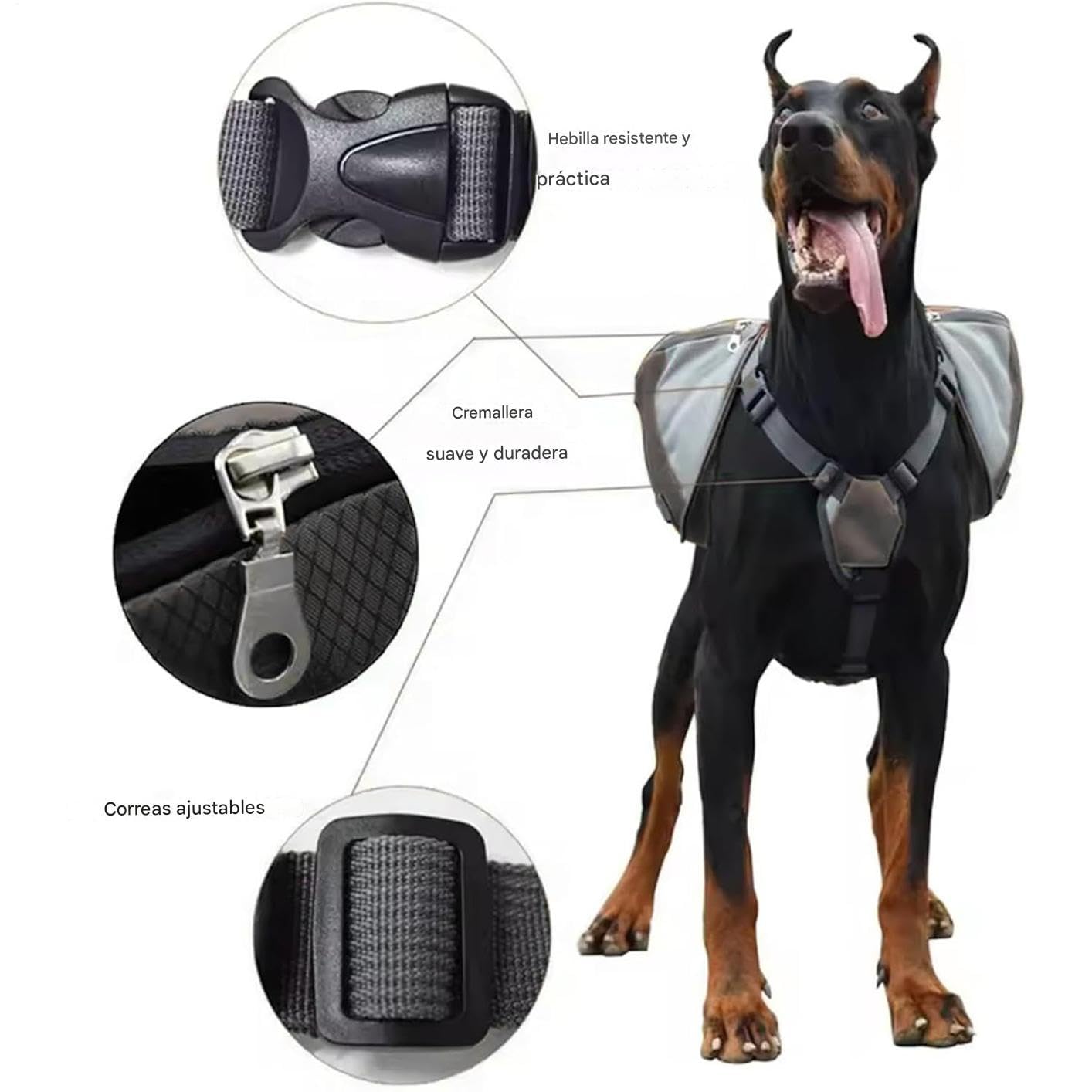 Mochila de Senderismo para Perros, con Bolsillos Laterales Y Suministros Ajustables, Arnés de Senderismo para Perros, para Compras Diarias Viaje Urbano Transporte Coche Transporte Público