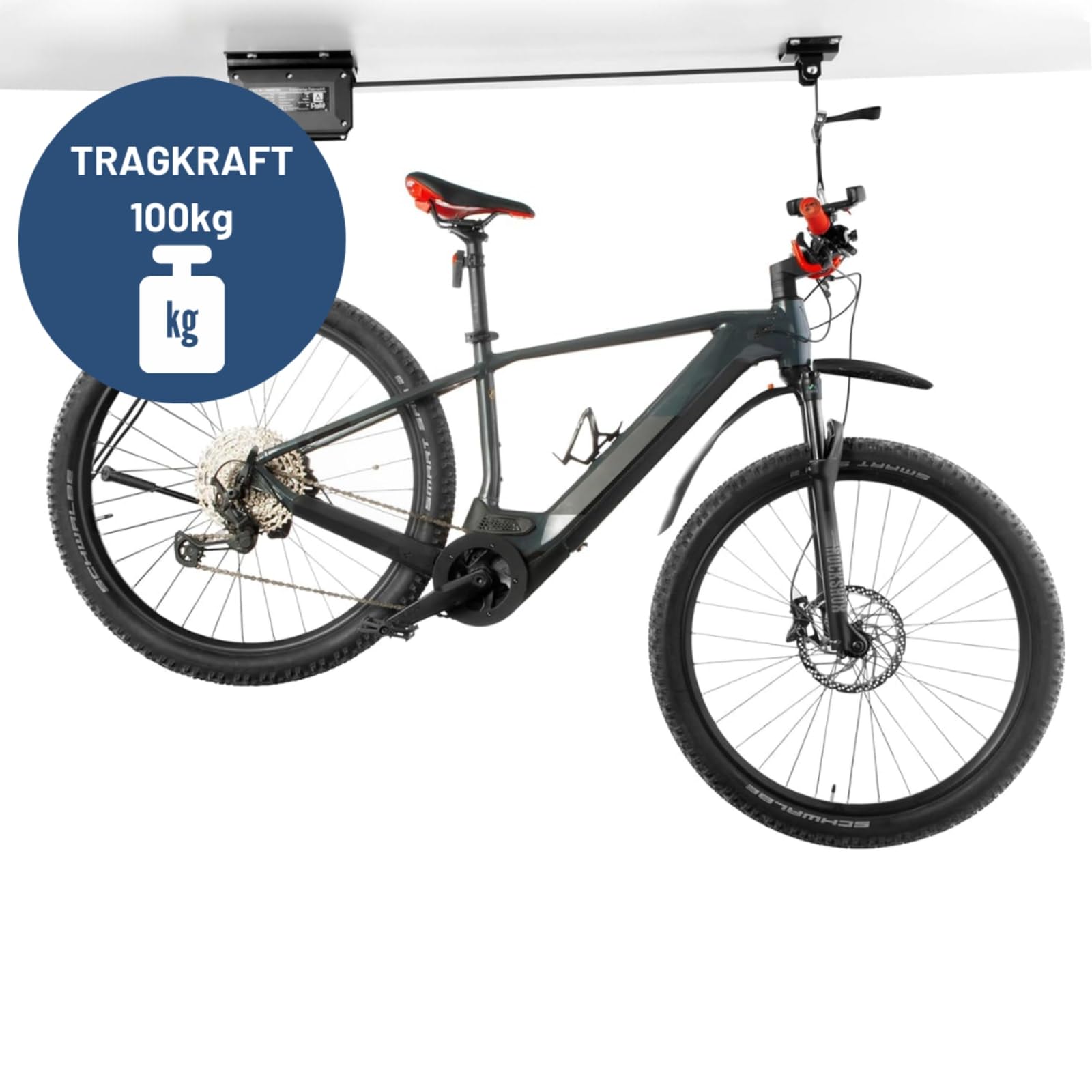 Pallit Elektrischer Fahrradlift BIKELIFT 100 kg Tragkraft 3m / 3000 mm Hubhöhe Fahrradhalterung für Decke E-Bike Lift